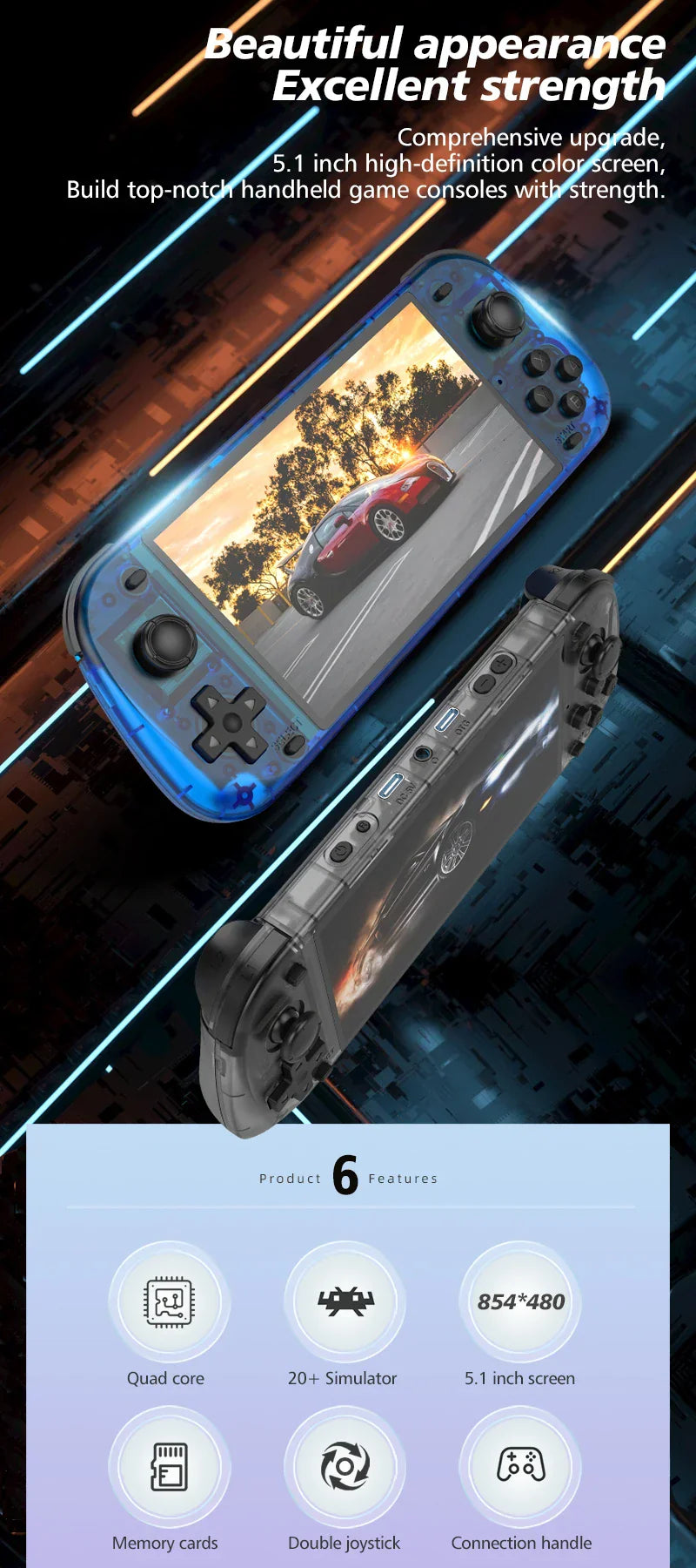R50S Retro Handheld Video Game Console