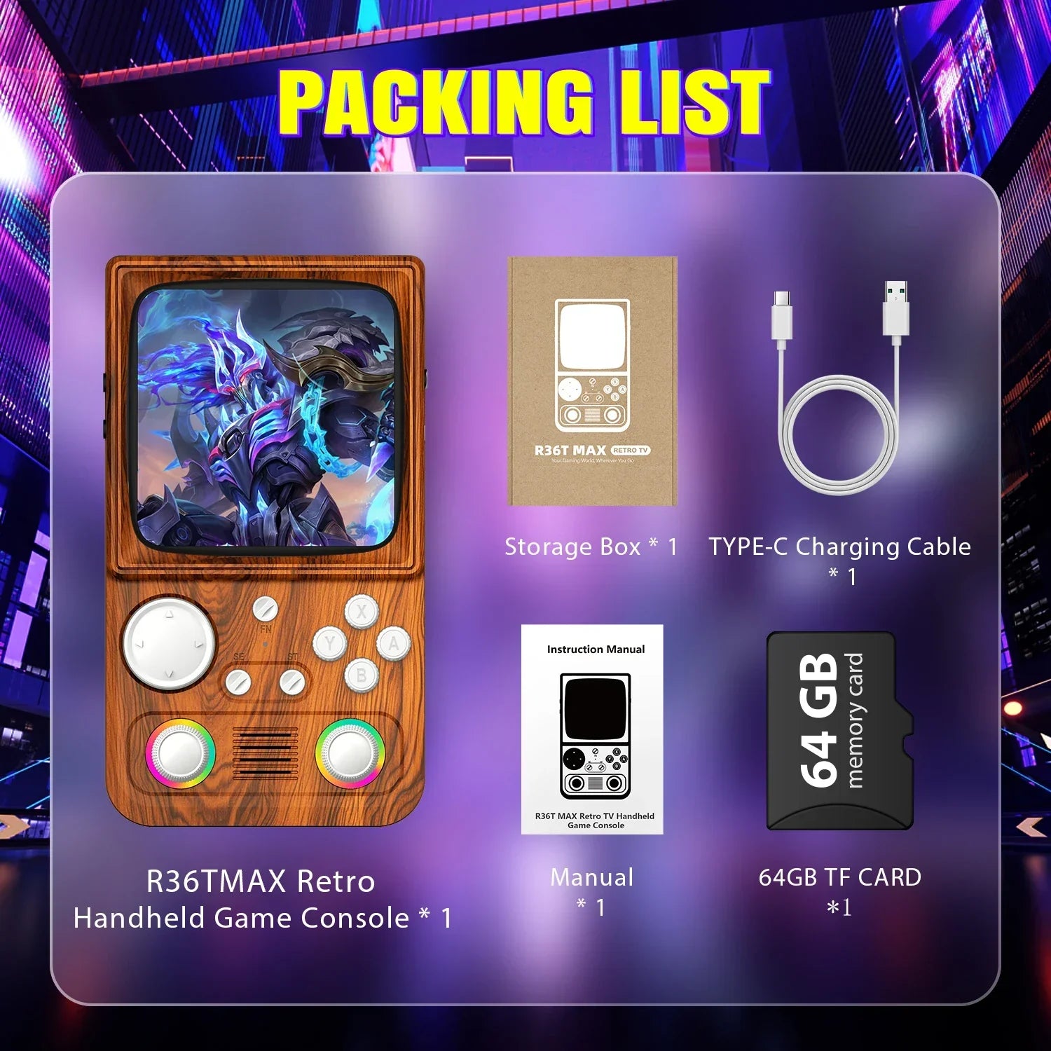 R36T MAX Retro Handheld Video Game Console